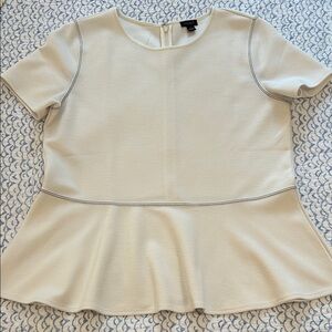 Ann Taylor Factory Cream Peplum Blouse